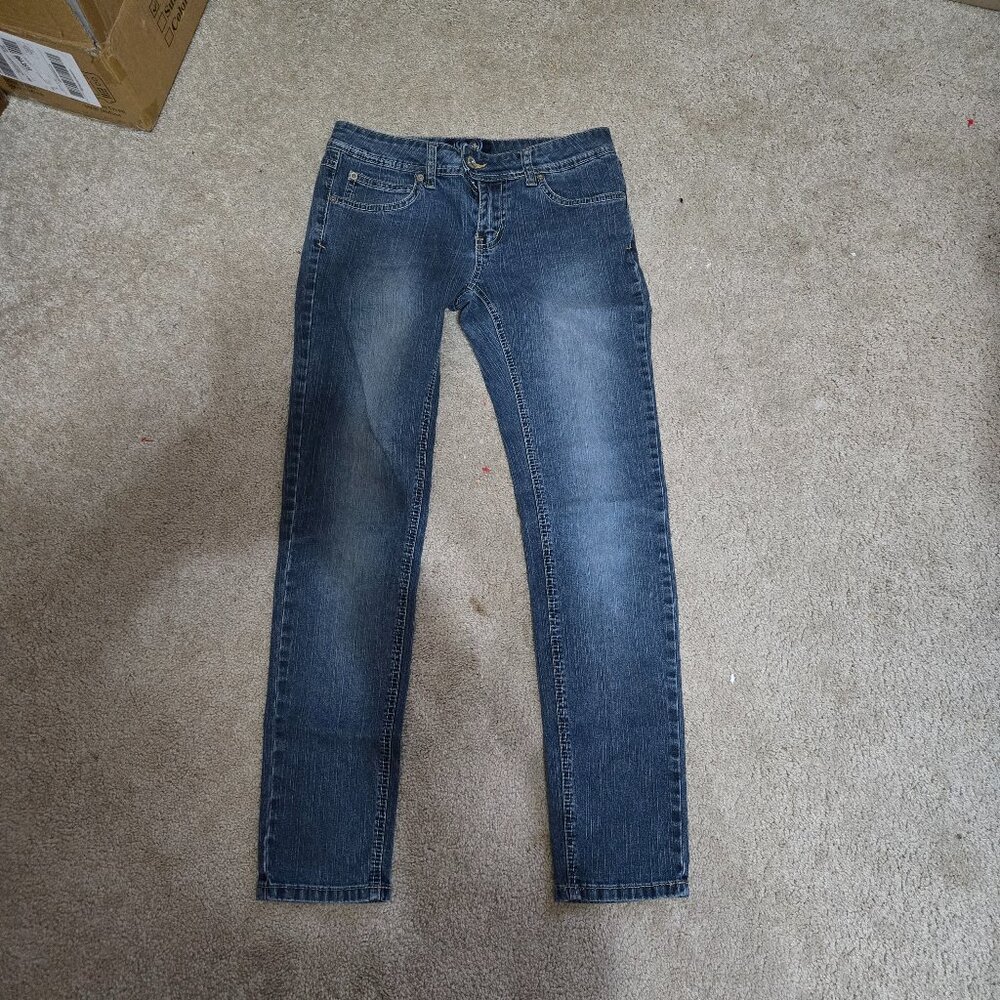 Angels Jeans Juniors Size 7 Straight Altered Blue Denim Stretch